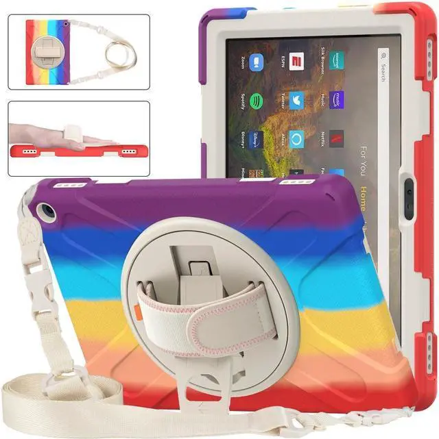 Main image of BONAEVER For Amazon Kindle Fire HD 10 / Fire HD 10 Plus 11th Generation 2021 Case Shockproof Cover with Pencil Holder Stand and & Shoulder Strap