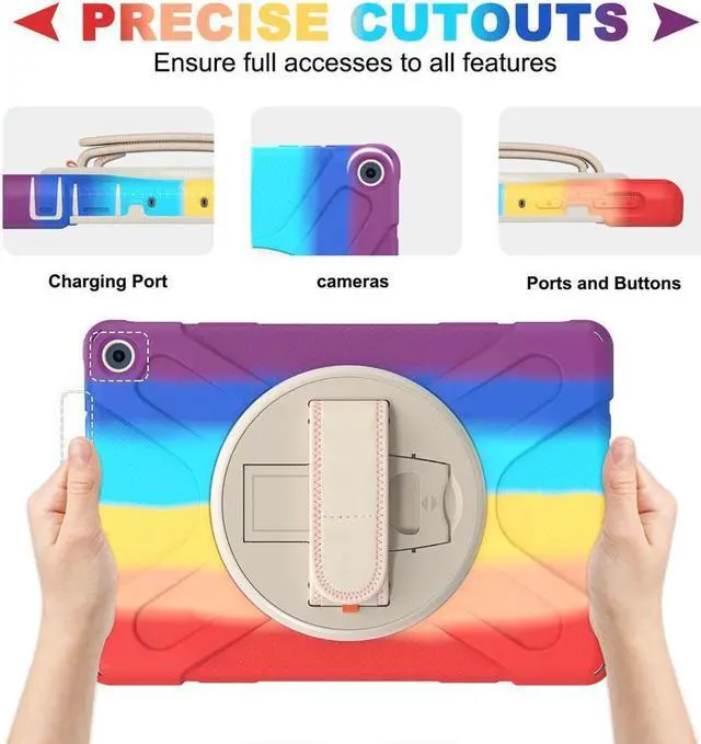 Alt view image 3 of 6 - BONAEVER For Amazon Kindle Fire HD 10 / Fire HD 10 Plus 11th Generation 2021 Case Shockproof Cover with Pencil Holder Stand and & Shoulder Strap