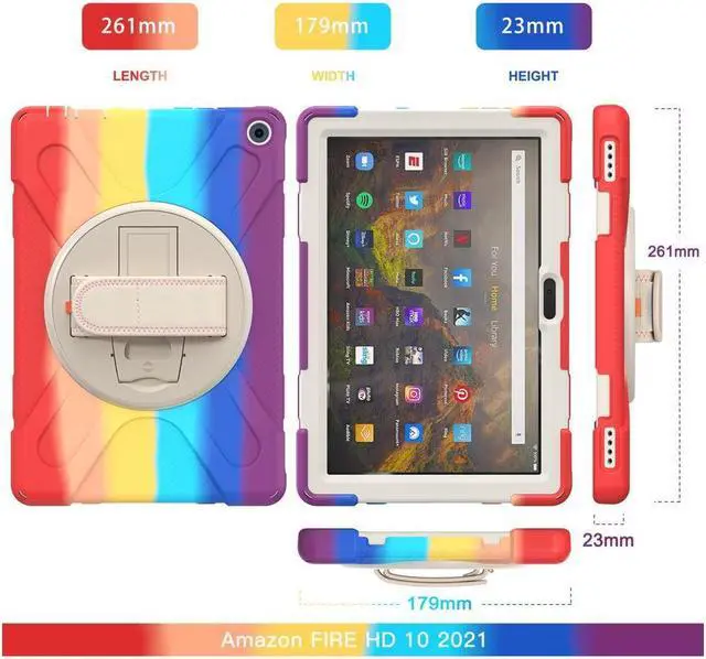 Alt view image 5 of 6 - BONAEVER For Amazon Kindle Fire HD 10 / Fire HD 10 Plus 11th Generation 2021 Case Shockproof Cover with Pencil Holder Stand and & Shoulder Strap