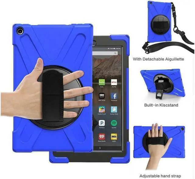 Main image of BONAEVER For Amazon Kindle Fire HD 10 2017 2018 2019 Case Shockproof Protective Cover with Rotating Hand Strap Carrying Shoulder Strap Stand and