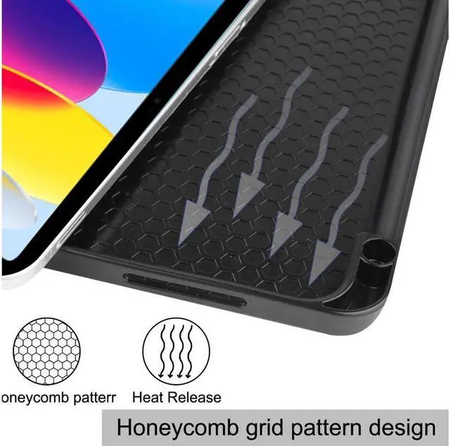 Alt view image 4 of 7 - BONAEVER Case Compatible with iPad 10th Generation 10.9 Inch 2022 with Pencil Holder Protective Stand Cover with Soft Back Auto Sleep/Wake + Universal Stylus Pen