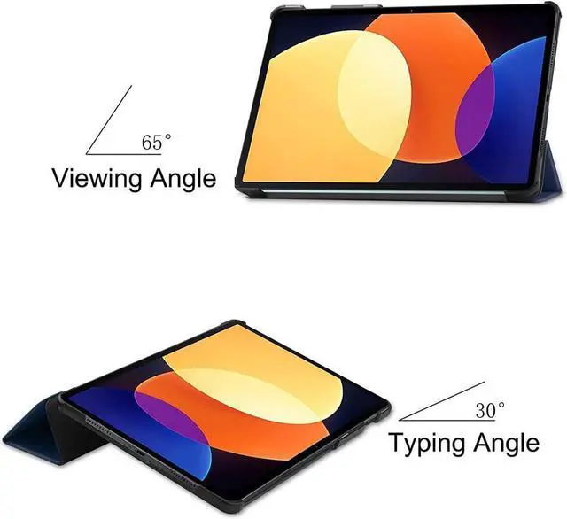 Alt view image 3 of 6 - BONAEVER Case for Xiaomi Pad 5 Pro 12.4 inch 2022 Tri fold Slim Hard Shell Smart Protective Cover with Multi-Angle Stand Universal Stylus Pen