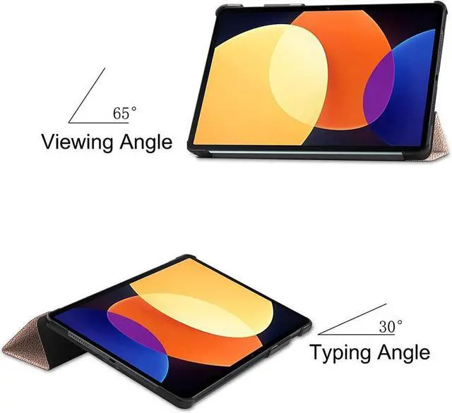 Alt view image 4 of 7 - BONAEVER Case for Xiaomi Pad 5 Pro 12.4 inch 2022 Tri fold Slim Hard Shell Smart Protective Cover with Multi-Angle Stand Universal Stylus Pen