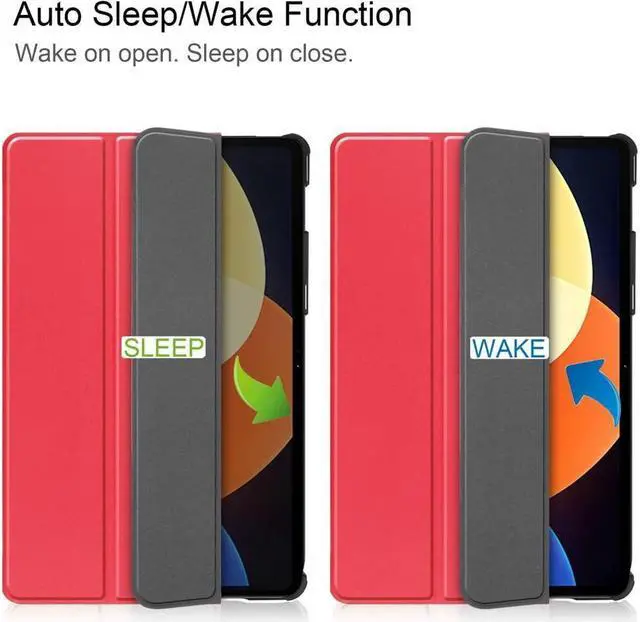 Alt view image 2 of 7 - BONAEVER Case for Xiaomi Pad 5 Pro 12.4 inch 2022 Tri fold Slim Hard Shell Smart Protective Cover with Multi-Angle Stand Universal Stylus Pen