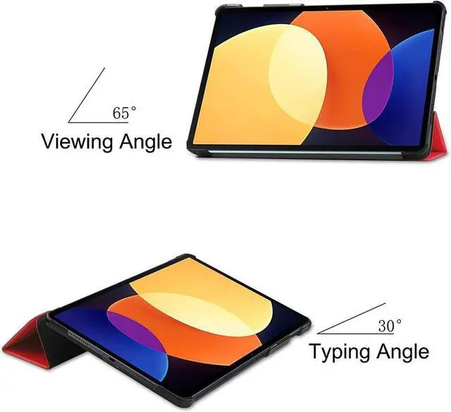 Alt view image 3 of 7 - BONAEVER Case for Xiaomi Pad 5 Pro 12.4 inch 2022 Tri fold Slim Hard Shell Smart Protective Cover with Multi-Angle Stand Universal Stylus Pen