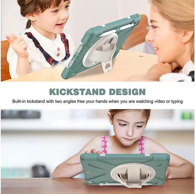 Alt view image 4 of 7 - BONAEVER For iPad 9th 8th 7th Generation 10.2 Case with Pencil Holder Stand and Strap Shoulder Strap Protective Cover for iPad 10.2 inch 2021 2020 2019