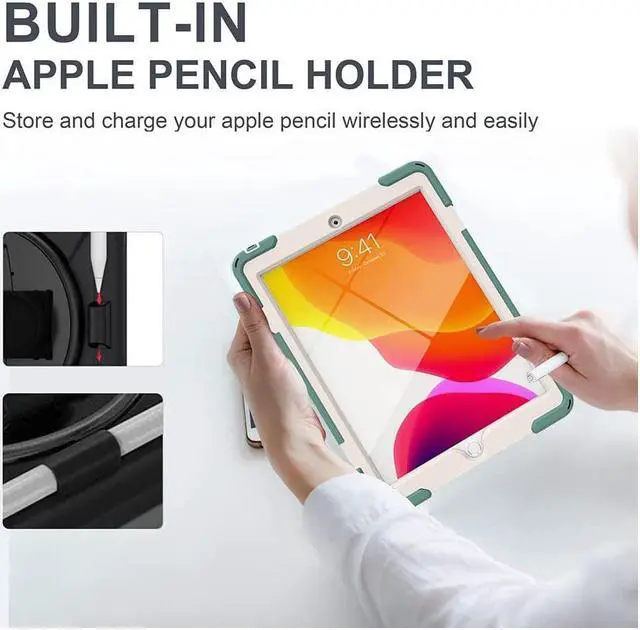 Alt view image 7 of 7 - BONAEVER For iPad 9th 8th 7th Generation 10.2 Case with Pencil Holder Stand and Strap Shoulder Strap Protective Cover for iPad 10.2 inch 2021 2020 2019