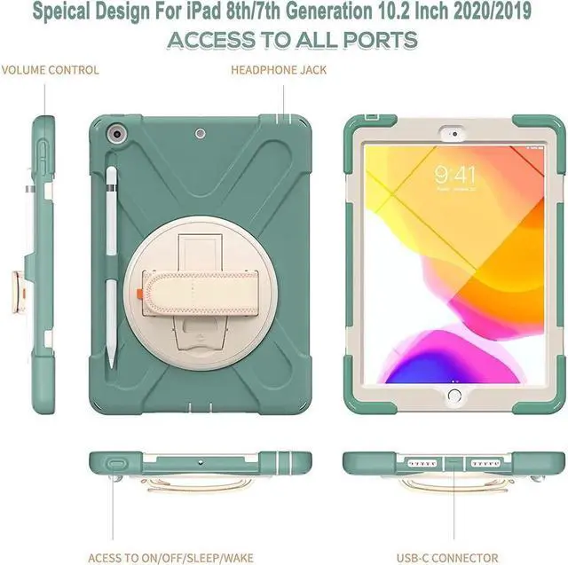 Alt view image 6 of 7 - BONAEVER For iPad 9th 8th 7th Generation 10.2 Case with Pencil Holder Stand and Strap Shoulder Strap Protective Cover for iPad 10.2 inch 2021 2020 2019