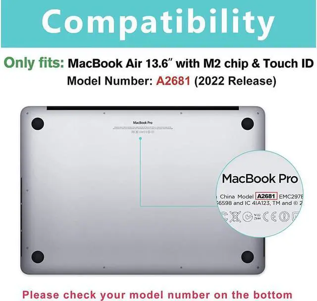 Alt view image 2 of 6 - BONAEVER For Macbook Air 13.6 inch Case 2022 Release A2681 M2 Chip with Liquid Retina Display & Touch ID Protective Plastic Hard Cover with Transparent Keyboard Cover