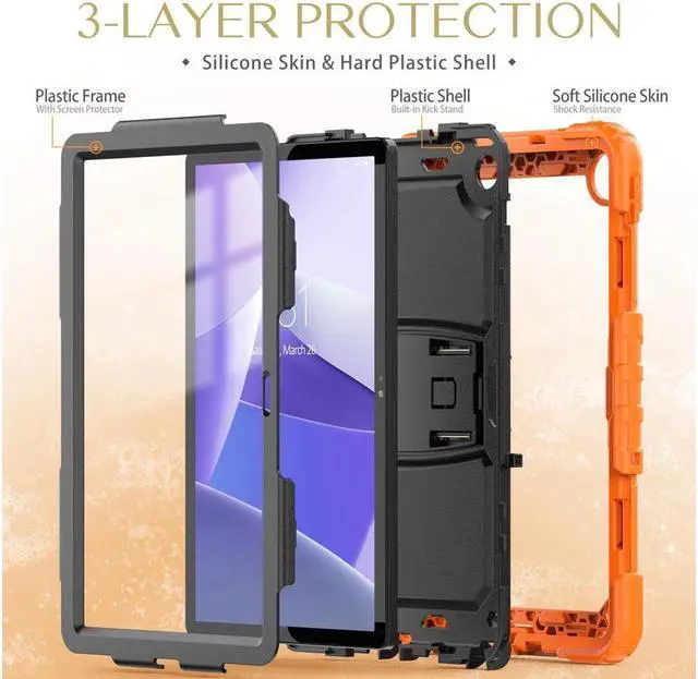 Alt view image 4 of 7 - BONAEVER ShockProof Cover Case for Lenovo Tab M10 Plus 3rd Generation 10.6 inch 2022 Model TB-125FU TB-128FU TB-128XU with Stand & Shoulder Strap & Screen Protector