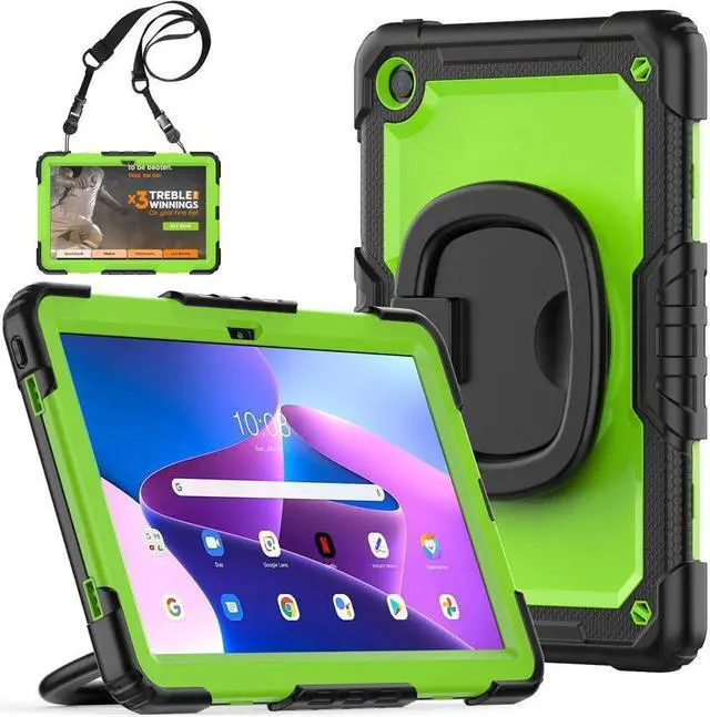 Main image of BONAEVER For Lenovo Tab M10 Plus 3rd Gen 10.6 inch Case Model TB-125F TB-128F with Screen Protector Drop-Proof Protection Case with Stand & Shoulder Strap & Pen Holder