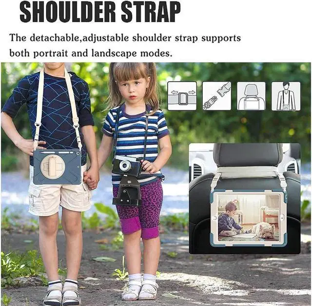 Alt view image 4 of 7 - BONAEVER For iPad 9th 8th 7th Generation 10.2 Case with Pencil Holder Stand and Strap Shoulder Strap Protective Cover for iPad 10.2 inch 2021 2020 2019