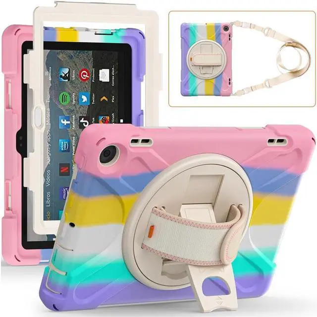 Main image of BONAEVER All New Amazon Fire HD 8 / Fire HD 8 Plus Case - 12th Generation 2022 Shockproof Protective Cover With Stand and Strap Shoulder Strap
