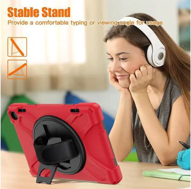 Alt view image 3 of 7 - BONAEVER All New Amazon Fire HD 8 / Fire HD 8 Plus Case - 12th Generation 2022 Shockproof Protective Cover With Stand and Strap Shoulder Strap