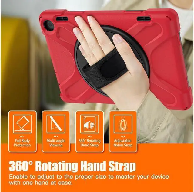 Alt view image 4 of 7 - BONAEVER All New Amazon Fire HD 8 / Fire HD 8 Plus Case - 12th Generation 2022 Shockproof Protective Cover With Stand and Strap Shoulder Strap