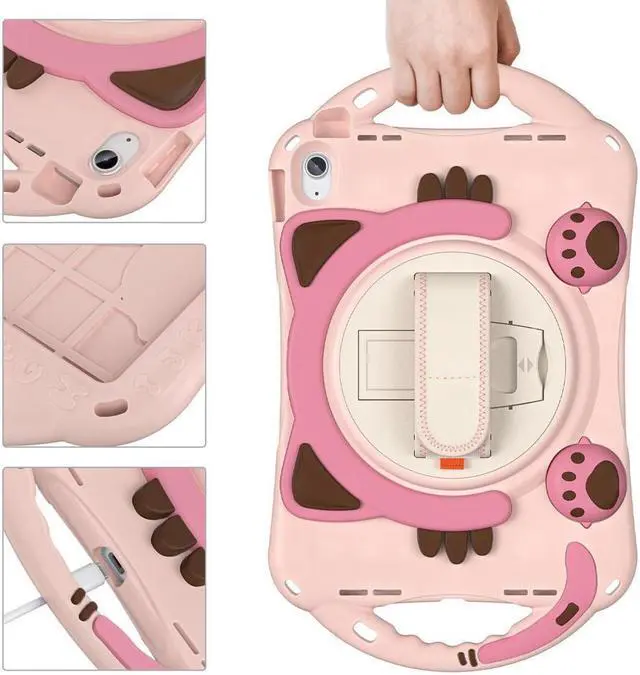 Alt view image 7 of 7 - BONAEVER Case for iPad (A16) 11th Generation 11 Inch 2025, iPad 10th Generation 10.9 inch 2022 Silicone Shockproof Protective Cover with Pencil Holder Handle Grip Stand and Shoulder Strap