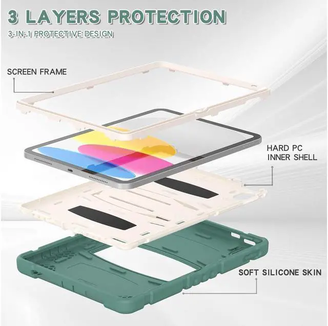 Alt view image 4 of 7 - BONAEVER Case for iPad (A16) 11th Generation 11 Inch 2025, iPad 10th Generation 10.9 inch 2022 Multi-Angle Viewing Shockproof Rugged Protective Cover with Stand