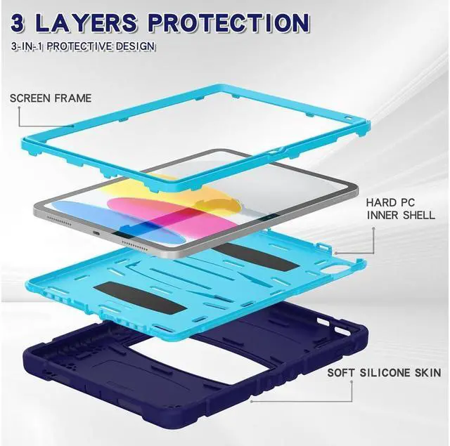 Alt view image 6 of 7 - BONAEVER Case for iPad (A16) 11th Generation 11 Inch 2025, iPad 10th Generation 10.9 inch 2022 Multi-Angle Viewing Shockproof Rugged Protective Cover with Stand