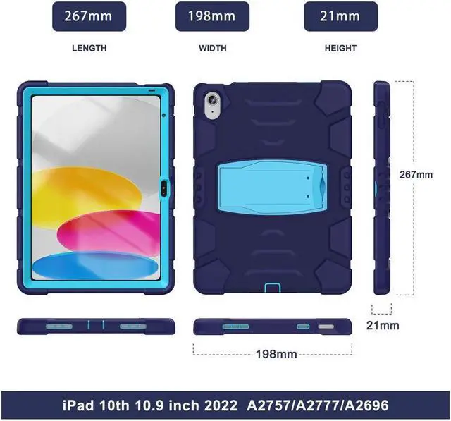 Alt view image 7 of 7 - BONAEVER Case for iPad (A16) 11th Generation 11 Inch 2025, iPad 10th Generation 10.9 inch 2022 Multi-Angle Viewing Shockproof Rugged Protective Cover with Stand