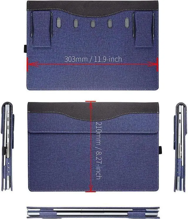 Alt view image 5 of 7 - BONAEVER Sleeve Case for Samsung Galaxy Book Flex 13.3 inch NP930QCG / Samsung Galaxy Chromebook 13 XE930QCA - PU Leather Portfolio Book Cover with Stand Blue