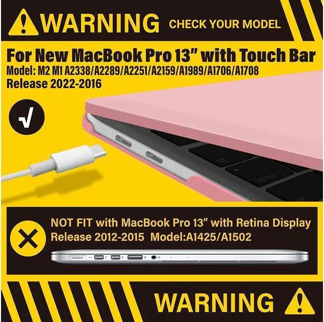 Alt view image 3 of 7 - BONAEVER Compatible with MacBook Pro 13 inch Case M2 2022 2021 2020-2016 A2338 M1 A2251 A2289 A2159 A1989 A1708 A1706 Plastic Hard Case with Keyboard Cover Skin