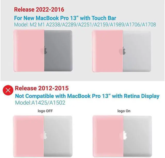 Alt view image 4 of 7 - BONAEVER Compatible with MacBook Pro 13 inch Case M2 2022 2021 2020-2016 A2338 M1 A2251 A2289 A2159 A1989 A1708 A1706 Plastic Hard Case with Keyboard Cover Skin