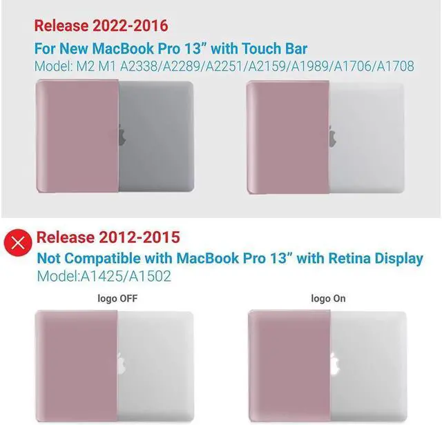 Alt view image 4 of 7 - BONAEVER Compatible with MacBook Pro 13 inch Case M2 2022 2021 2020-2016 A2338 M1 A2251 A2289 A2159 A1989 A1708 A1706 Plastic Hard Case with Keyboard Cover Skin