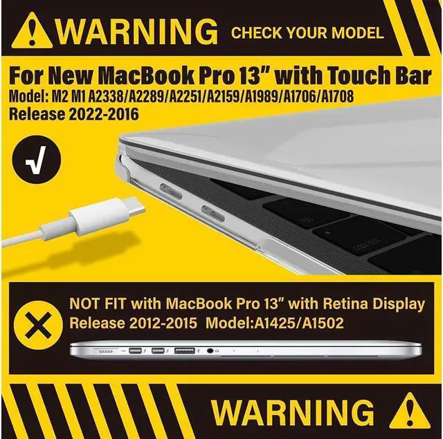Alt view image 3 of 7 - BONAEVER Compatible with MacBook Pro 13 inch Case M2 2022 2021 2020-2016 A2338 M1 A2251 A2289 A2159 A1989 A1708 A1706 Plastic Hard Case with Keyboard Cover Skin