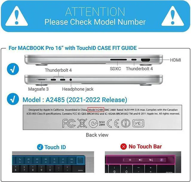 Alt view image 2 of 7 - BONAEVER Case for MacBook Pro 16 inch Case 2023 2022 2021 Release M2 A2780 A2485 M1 Pro/Max Chip with Touch ID Plastic Hard Shell Protective Cover with Keyboard Skin