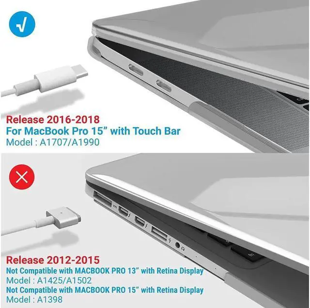 Alt view image 3 of 7 - BONAEVER Compatible with MacBook Pro 15 Inch Case 2019 2018 2017 2016 A1990 A1707 Hard Shell Case with Keyboard Cover & Type C Adapter for Mac Pro 15 Touch Bar
