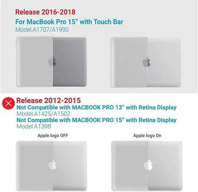 Alt view image 3 of 7 - BONAEVER Compatible with MacBook Pro 15 Inch Case 2019 2018 2017 2016 A1990 A1707 Hard Shell Case with Keyboard Cover & Type C Adapter for Mac Pro 15 Touch Bar