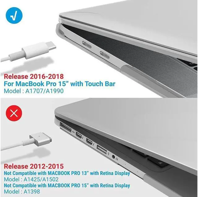 Alt view image 4 of 7 - BONAEVER Compatible with MacBook Pro 15 Inch Case 2019 2018 2017 2016 A1990 A1707 Hard Shell Case with Keyboard Cover & Type C Adapter for Mac Pro 15 Touch Bar