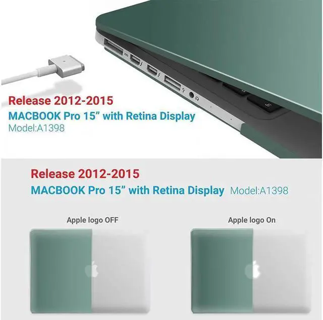 Alt view image 3 of 7 - BONAEVER Protective Hard Case for MacBook Pro 15 inch with Retina Display Model A1398 Shell Cover with Keyboard Skin For Apple MacBook Pro 15.4" 2012-2015 Release