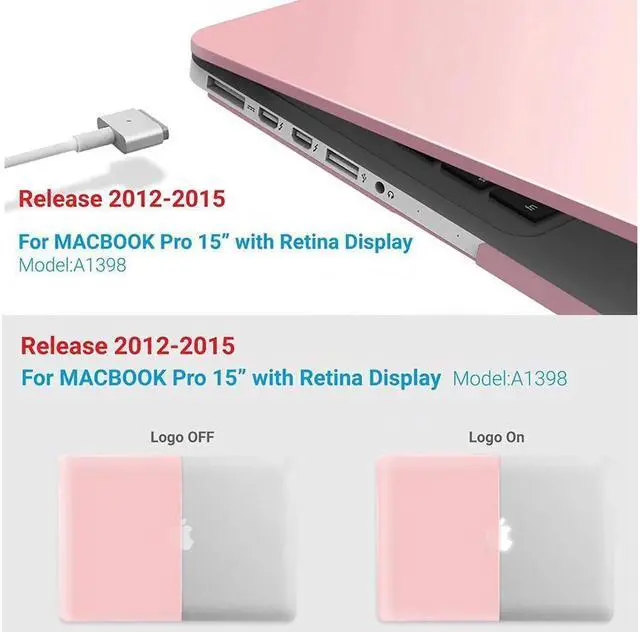 Alt view image 3 of 7 - BONAEVER Protective Hard Case for MacBook Pro 15 inch with Retina Display Model A1398 Shell Cover with Keyboard Skin For Apple MacBook Pro 15.4" 2012-2015 Release