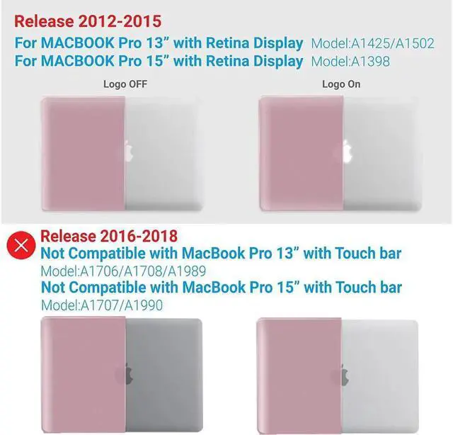 Alt view image 3 of 7 - BONAEVER Protective Hard Case for MacBook Pro 15 inch with Retina Display Model A1398 Shell Cover with Keyboard Skin For Apple MacBook Pro 15.4" 2012-2015 Release