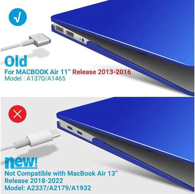 Alt view image 4 of 7 - BONAEVER Compatible with MacBook Air 11 Inch Case Model A1370 A1465 Soft Touch Plastic Hard Shell Cover with Keyboard Cover for Apple Mac Air 11"