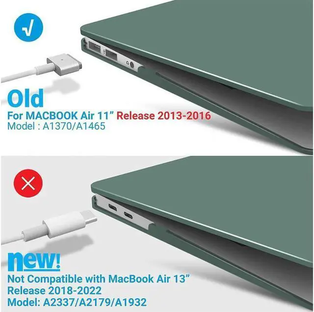 Alt view image 4 of 7 - BONAEVER Compatible with MacBook Air 11 Inch Case Model A1370 A1465 Soft Touch Plastic Hard Shell Cover with Keyboard Cover for Apple Mac Air 11"