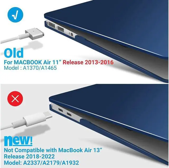 Alt view image 4 of 7 - BONAEVER Compatible with MacBook Air 11 Inch Case Model A1370 A1465 Soft Touch Plastic Hard Shell Cover with Keyboard Cover for Apple Mac Air 11"