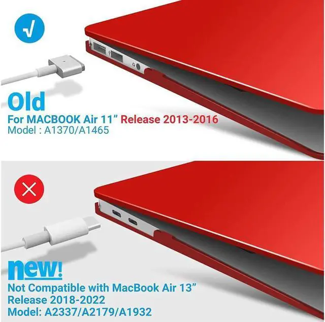 Alt view image 4 of 7 - BONAEVER Compatible with MacBook Air 11 Inch Case Model A1370 A1465 Soft Touch Plastic Hard Shell Cover with Keyboard Cover for Apple Mac Air 11"