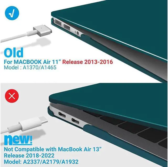 Alt view image 4 of 7 - BONAEVER Compatible with MacBook Air 11 Inch Case Model A1370 A1465 Soft Touch Plastic Hard Shell Cover with Keyboard Cover for Apple Mac Air 11"
