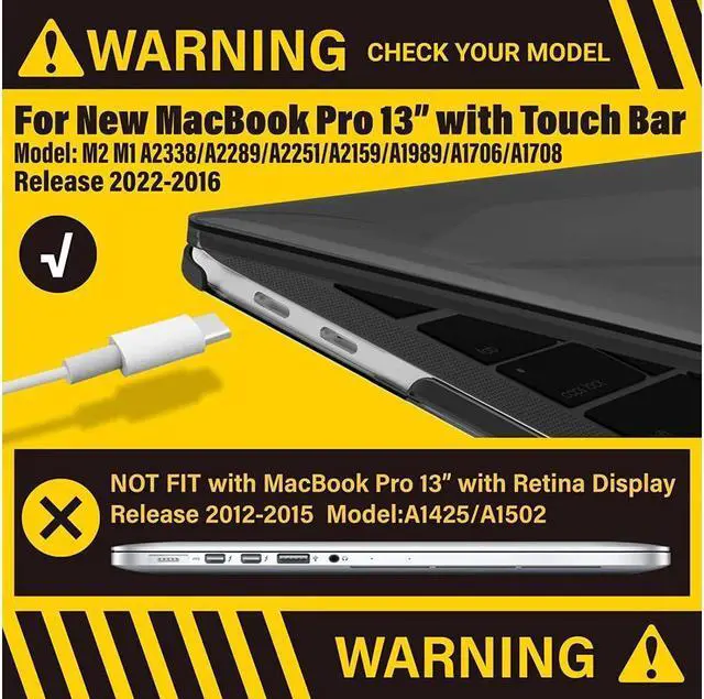 Alt view image 3 of 7 - BONAEVER For 2022 M2 MacBook Pro 13 Inch Case 2021 2020 M1 A2338 A2289 A2251 A2159 A1989 A1706 A1708 Hard Shell Case & Keyboard Cover for Mac Pro 13 Touch Bar