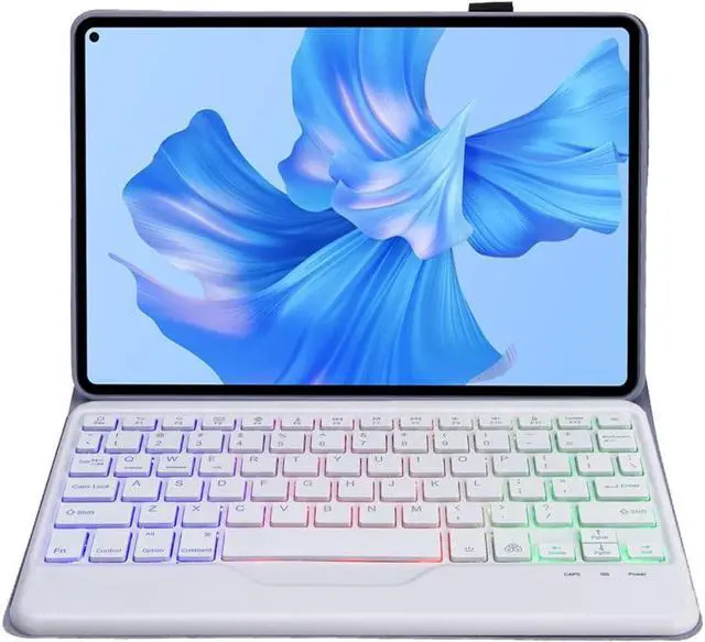Alt view image 4 of 7 - BONAEVER Keyboard Case for Huawei MatePad 11 2021 Soft TPU Protective Cover [Tri-Color Backlit] Magnetically Wireless Bluetooth Keyboard