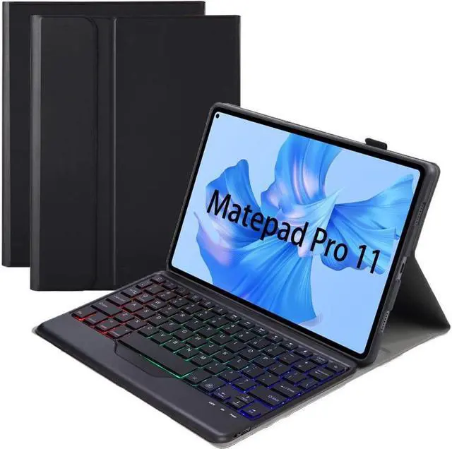 Main image of BONAEVER Keyboard Case for Huawei MatePad Pro 11 2022 Soft TPU Protective Cover [Tri-Color Backlit] Magnetically Wireless Bluetooth Keyboard