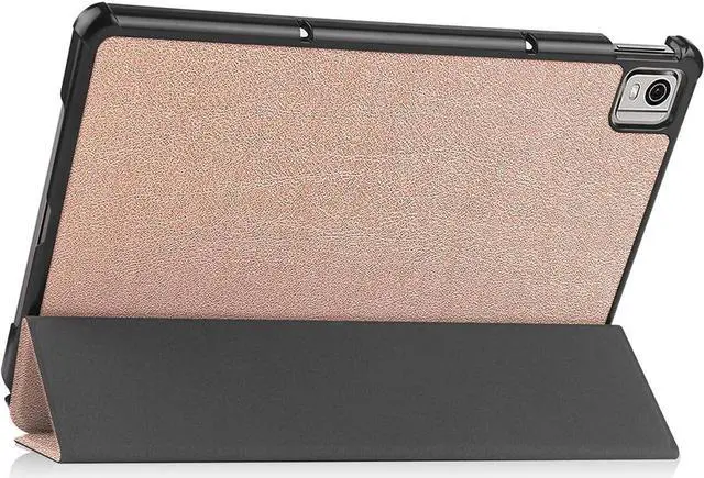 Alt view image 4 of 6 - BONAEVER Case for Nokia T21 Case 10.4 Inch 2022 Trifold Slim Smart Stand Cover Hard Shell for Nokia T21 10.4" 2022 Release with Universal Stylus Pen Rose Gold