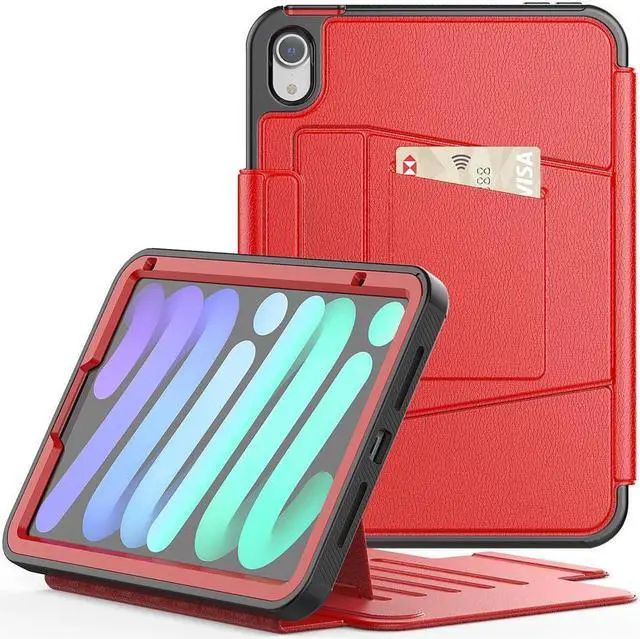 Main image of BONAEVER Magnetic Case for iPad mini 7 (A17 Pro) 2024 / Mini 6 2021 8.3 inch- Multiple Angle Shockproof Rugged Stand Case Soft TPU Back Cover with Pencil HolderCard Slot Auto Sleep Wake Red
