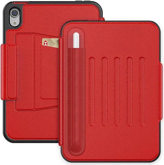 Alt view image 2 of 7 - BONAEVER Magnetic Case for iPad mini 7 (A17 Pro) 2024 / Mini 6 2021 8.3 inch- Multiple Angle Shockproof Rugged Stand Case Soft TPU Back Cover with Pencil HolderCard Slot Auto Sleep Wake Red