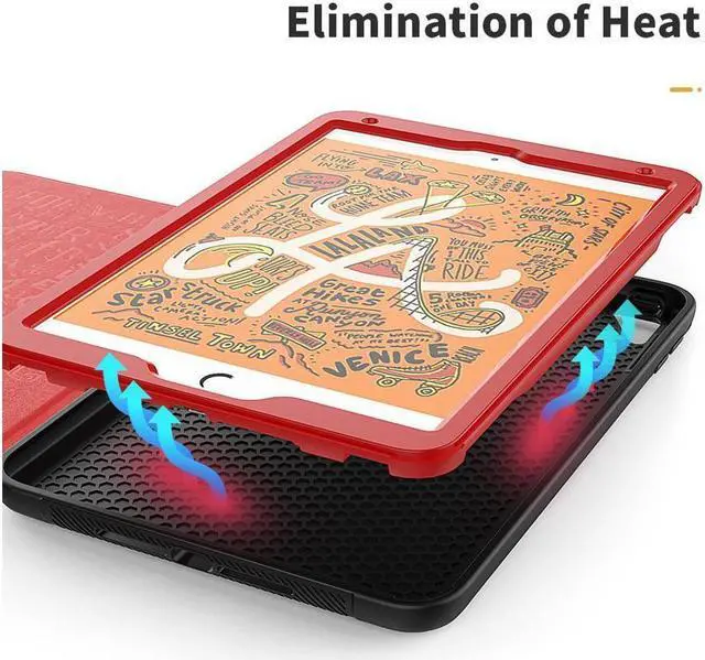 Alt view image 5 of 7 - BONAEVER Magnetic Stand Case for iPad Mini 5 2019/Mini 4 2015 (5th/4th Generation 7.9 inch) Shockproof Protective Cover with Pencil Holder Card Slot Auto Sleep Wake Red