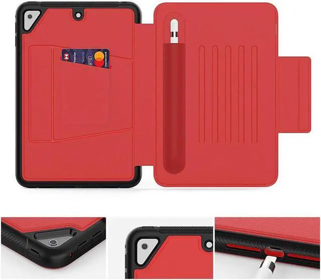 Alt view image 4 of 7 - BONAEVER Magnetic Stand Case for iPad Mini 5 2019/Mini 4 2015 (5th/4th Generation 7.9 inch) Shockproof Protective Cover with Pencil Holder Card Slot Auto Sleep Wake Red