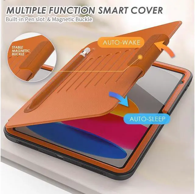 Alt view image 3 of 7 - BONAEVER Magnetic Stand Case for iPad (A16) 11th Generation 11 Inch 2025, iPad 10th Generation 10.9 inch 2022 - Multiple Angles Shockproof Protective Cover with Pencil Holder Card Slot Brown