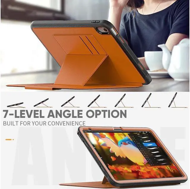 Alt view image 2 of 7 - BONAEVER Magnetic Stand Case for iPad (A16) 11th Generation 11 Inch 2025, iPad 10th Generation 10.9 inch 2022 - Multiple Angles Shockproof Protective Cover with Pencil Holder Card Slot Brown
